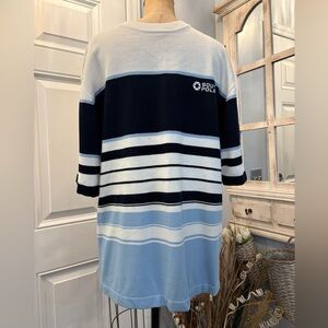 South Pole Men’s Blue & White Knit Short Sleeve Pullover Sweater Retro Large Y2K